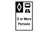 Only public vehicles such as buses, or passenger vehicles carrying a specified minimum number of passengers, may use this lane.