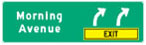 Sometimes one or more lanes may lead off the freeway. The arrows matching the exit lanes are shown on the advance sign in a yellow box with the word ‘exit' under them.