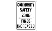 Indicates areas where the community has identified that there is a special risk to pedestrians. Traffic related offences committed within the zone are subject to increased fines.