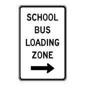 Marks a zone within which school buses load or unload passengers without using the red alternating lights and stop arm.