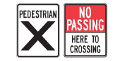 This is a pedestrian crossover. Be prepared to stop and yield right-of-way to pedestrians.