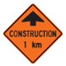 Construction work one kilometre ahead.