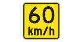 Posted under a curve warning, this sign shows the maximum safe speed for the curve