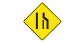 Right lane ends ahead. If you are in the right-hand lane, you must merge safely with traffic in the lane to the left