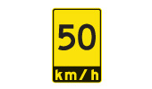 Shows maximum safe speed on ramp